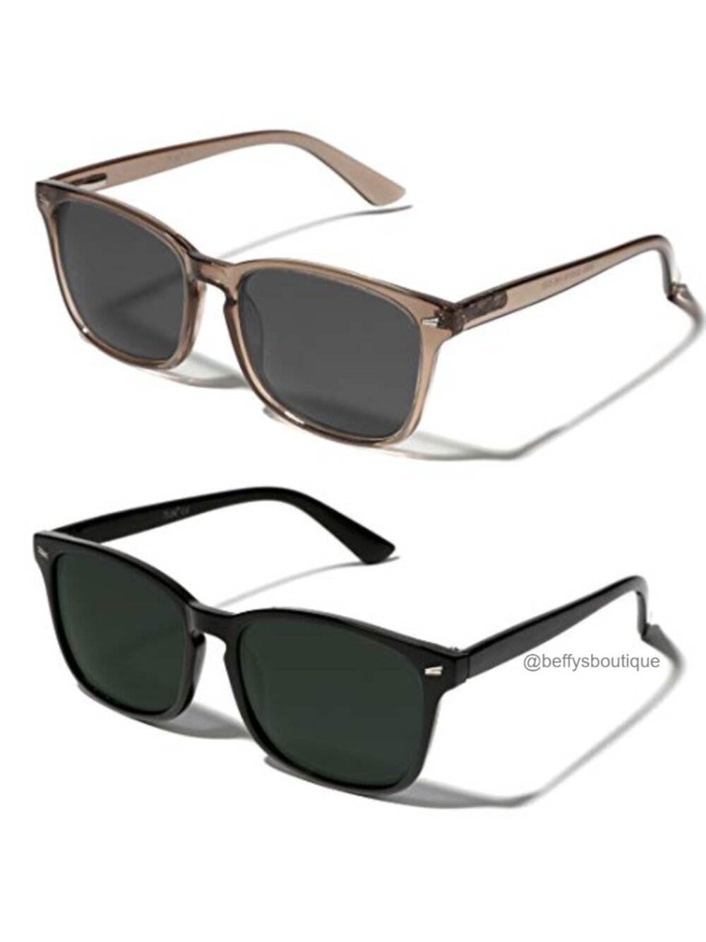 Polarized Square Full Frame Sunglasses UV Protection Lightweight Plastic Medium